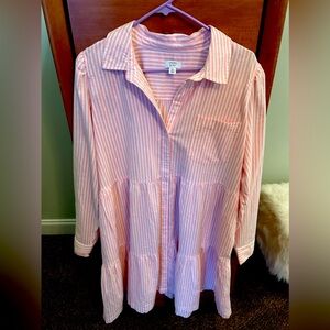 crown & ivy Pink Striped Long Sleeve Dress